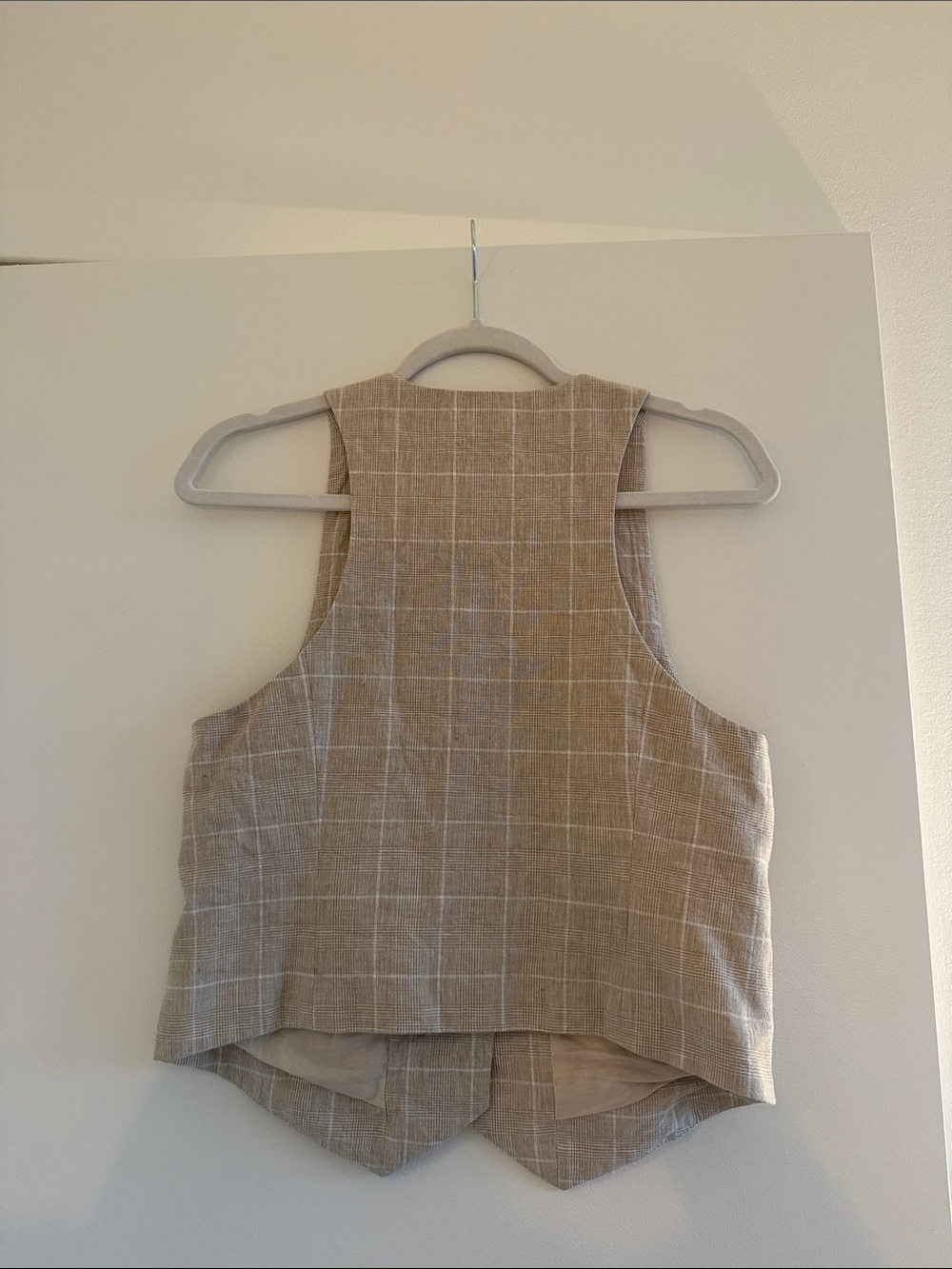 Madewell Beige Plaid Linen-Blend Vest - Picture 2 of 2